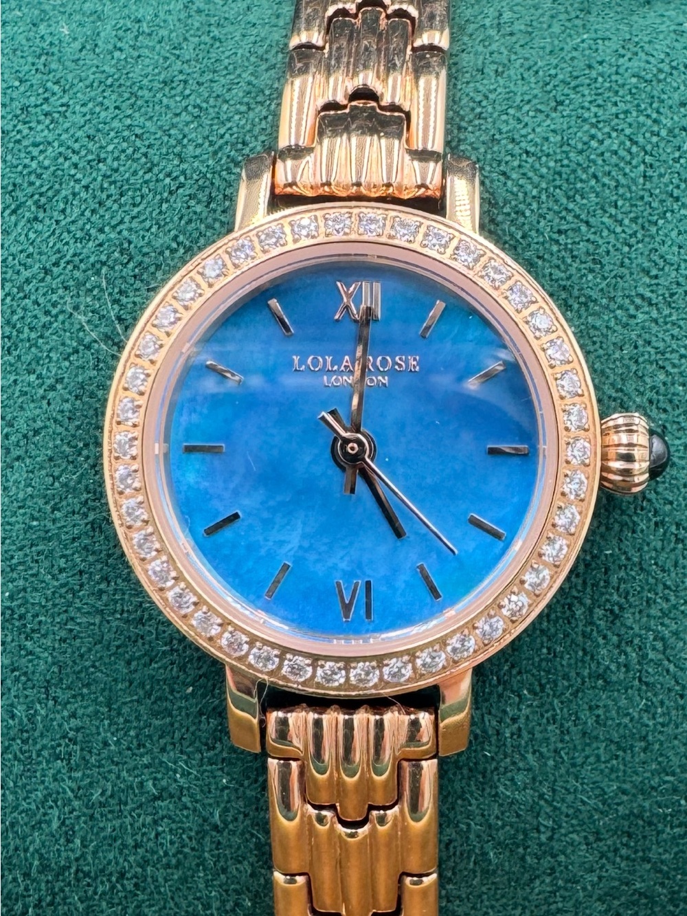 Show-stopper! LOLA ROSE, Rose-gold-tone Bracelet Watch, stunning ocean blue dial
